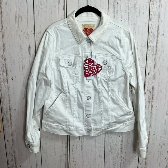 NWT Slink Jeans Denim Trucker Jacket Size 1 White Denim Jacket - Picture 3 of 7